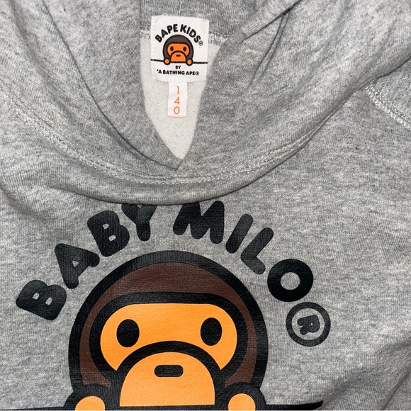(Sold) Bape Gray Baby Milo Kids Hoodie Size 7-9 - Picture 5 of 6